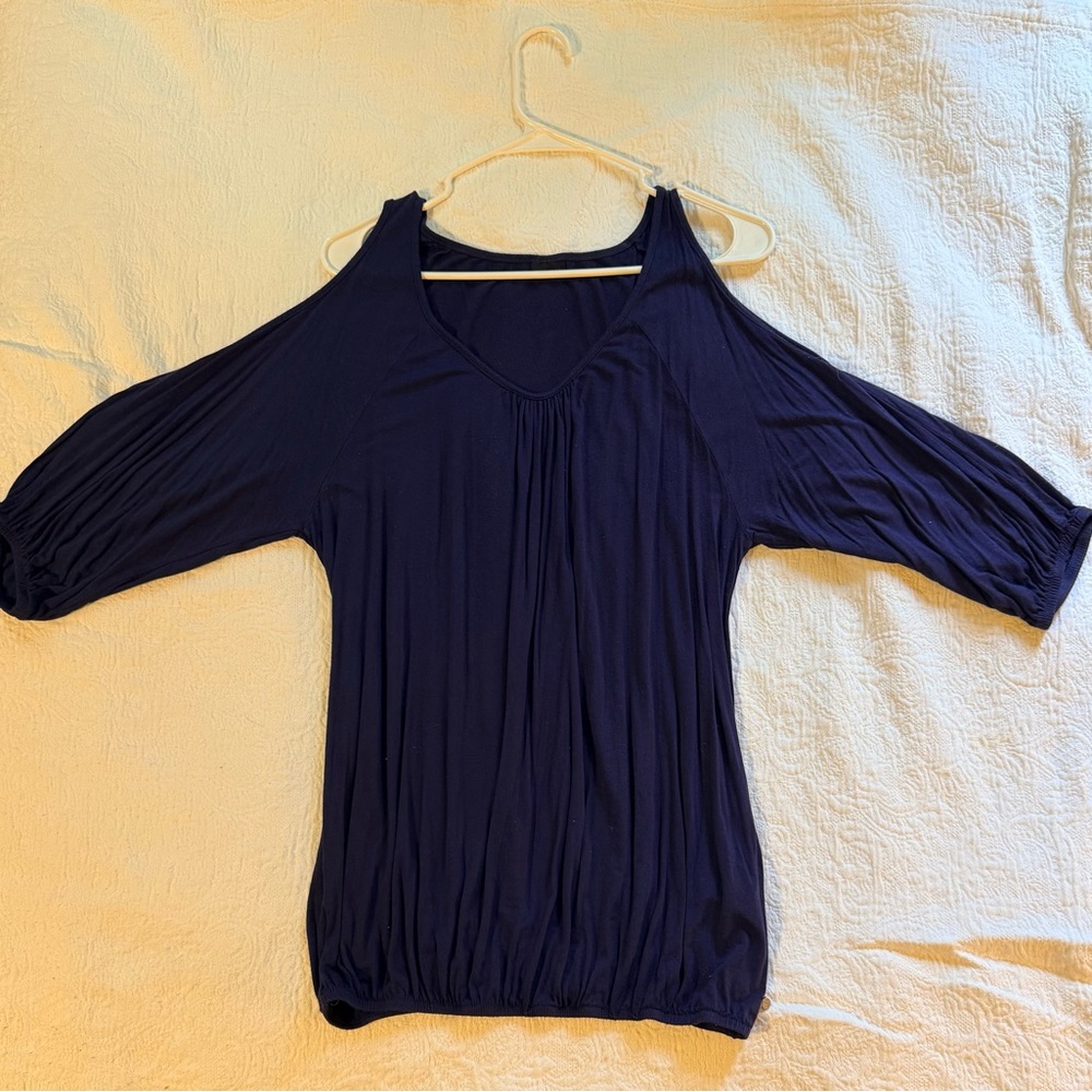 Women's Navy Blue Cold Shoulder Top